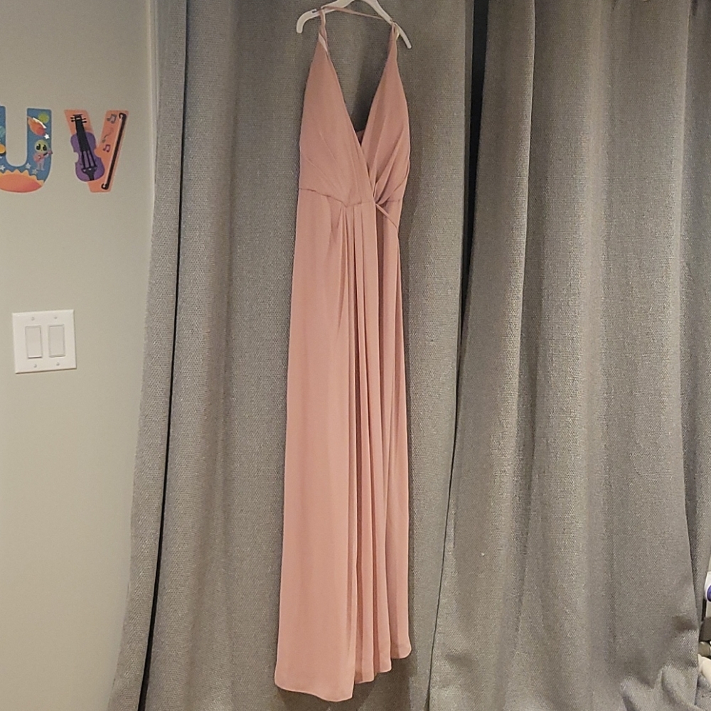 Davids Bridal Double-Strap Long Bridesmaid Dress